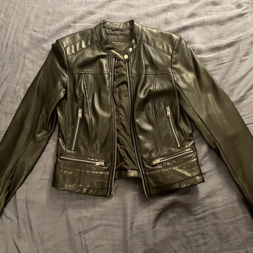 Women’s vegan black leather jacket